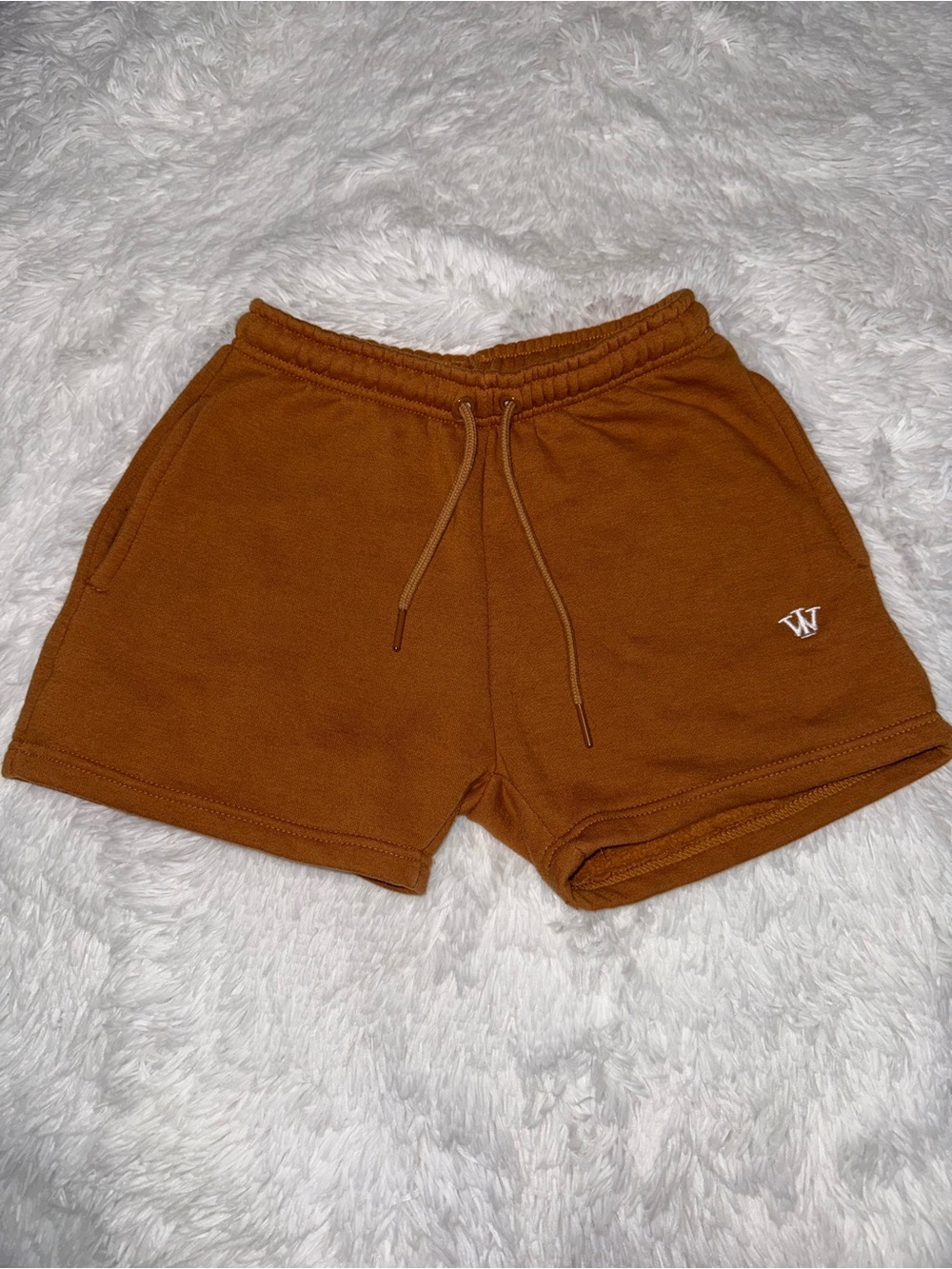 WRLDINVSN Rust Brown Fleece shorts